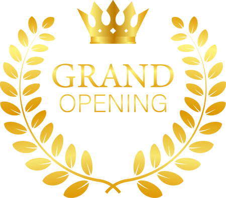 Grand opening Gold sign with laurel